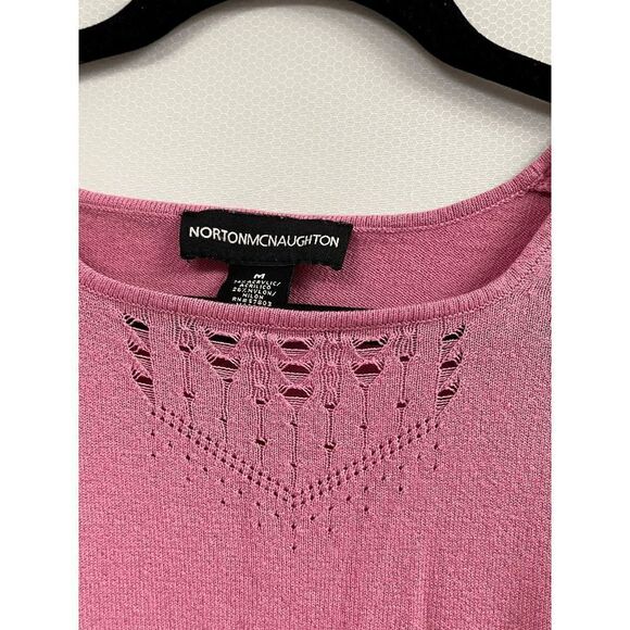 Norton McNaughton Womens Tunic 3/4 Sleeve Ribbed Knit Crew Neck Top Size Medium - Picture 2 of 3